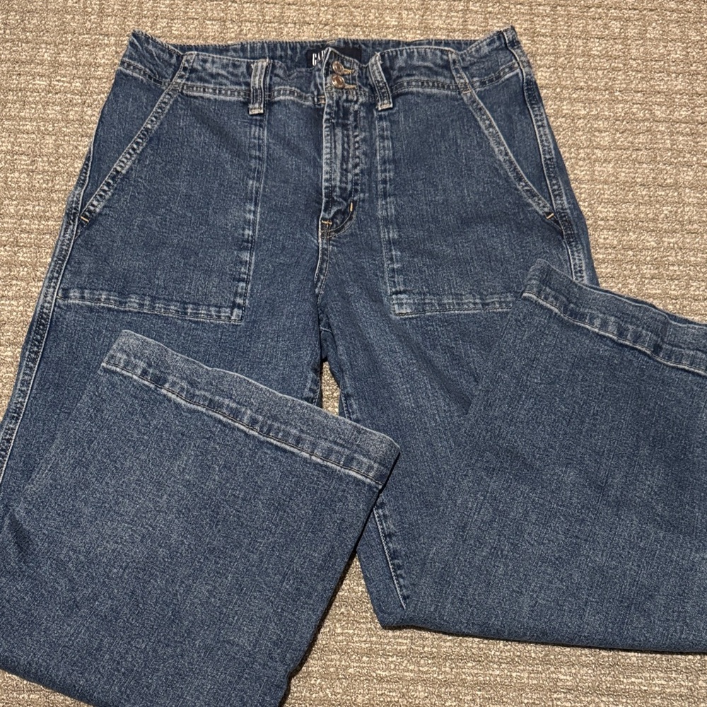 Dark Blue Crop Wide Leg Jeans, Gap size 10/30R